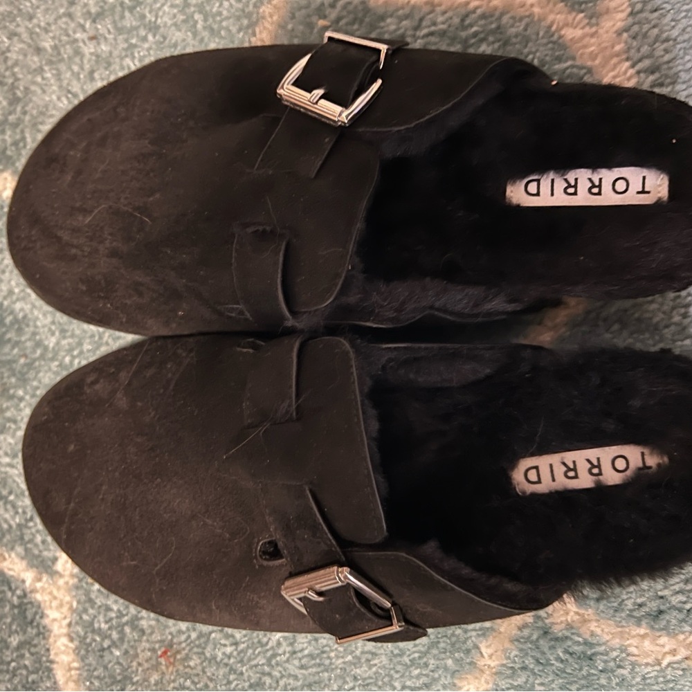 Torrid Black Buckle Mules